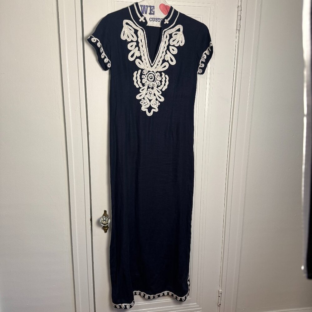 Lilly Pulitzer Linen Embroidered Maxi Dress (Circa 2012)